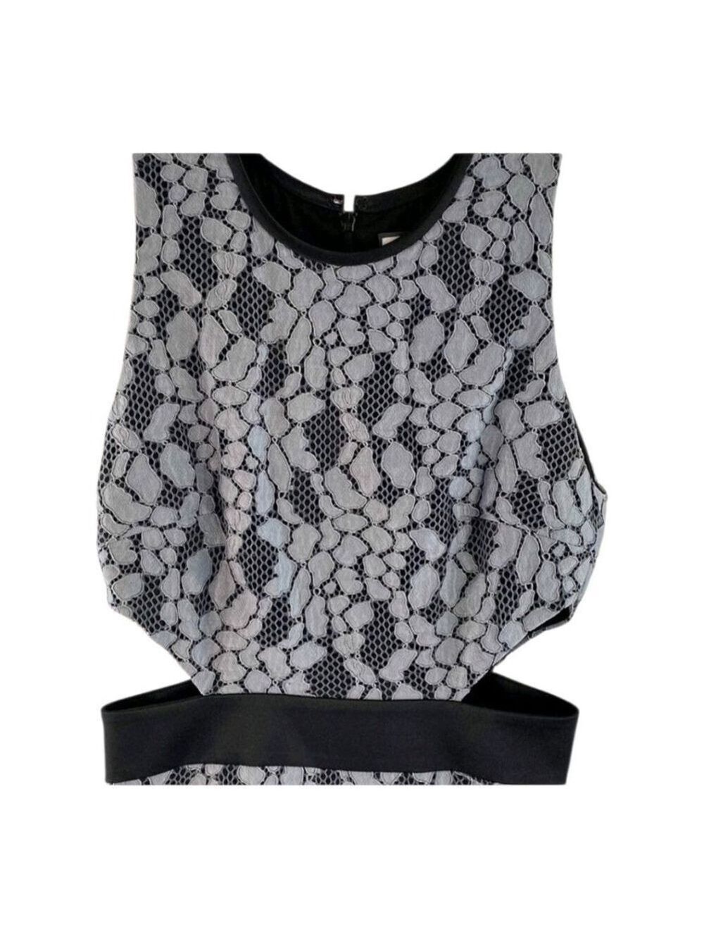 Alexis Dress Size S Blue & Black Lace Cutout Midi - Picture 4 of 5